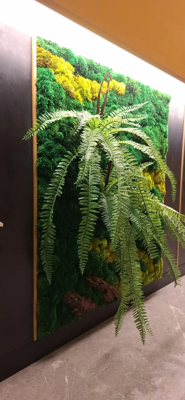 Moss Wall With Artificial Plants