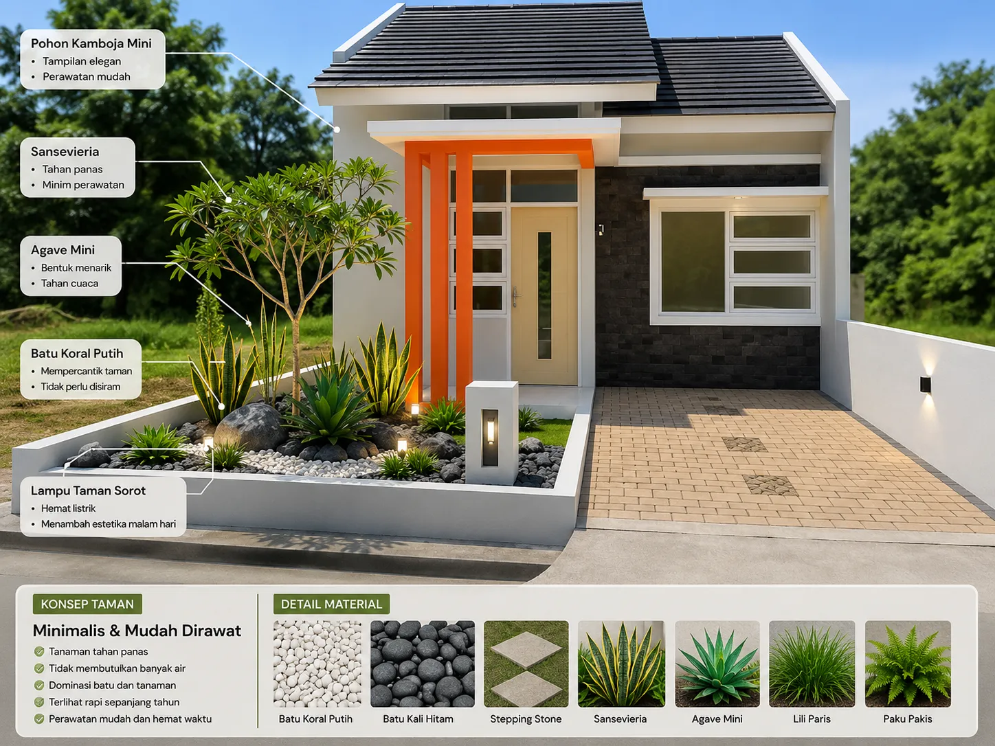 Taman Depan Rumah Minimalis yang Mudah Dirawat